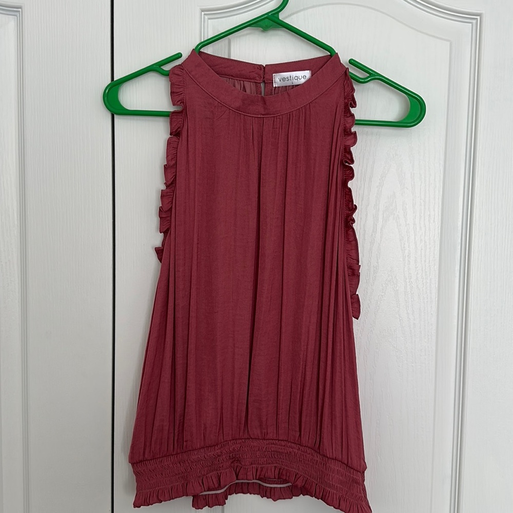 Large Pink Vestique Tank with Ruffle Detail